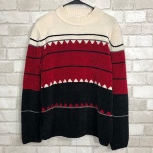 Vintage Color Block Chambray Pull Over Sweater